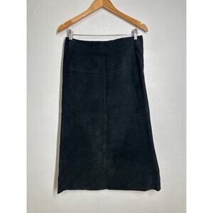 VTG C&E Suede A Line Midi Skirt S Black Classic City Western Glam Witchy Goth